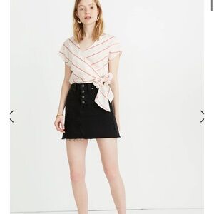 Rigid Denim A-Line Mini Skirt in Lunar Wash: Button-Front Edition